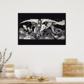 Poster Chevalier médiéval et dragon (Cuisine)