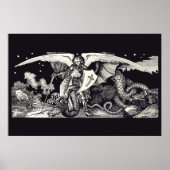Poster Chevalier médiéval et dragon (Devant)
