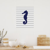 Poster Chevalier nautique rayé gris et marine (Cuisine)