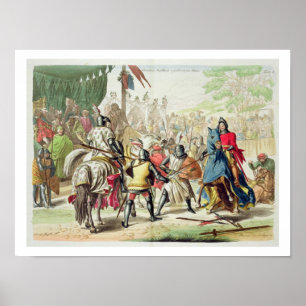 Poster Chevaliers se battant en duel à pied dans un