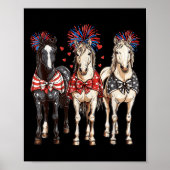 Poster Chevaux 4 juillet Cheval patriotique Drapeau améri (Devant)
