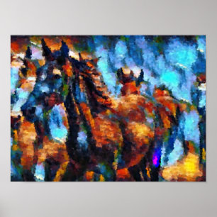 Poster chevaux abstrait