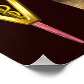 POSTER CHEVAUX AVEC SYMBOLE VÉTÉRINAIRE CADUCE D'OR (Coin)