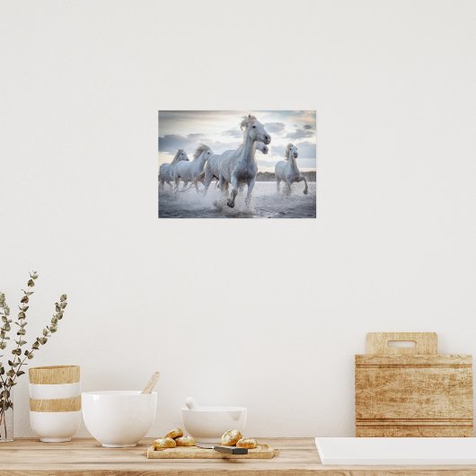 Poster Chevaux blancs (Cuisine)