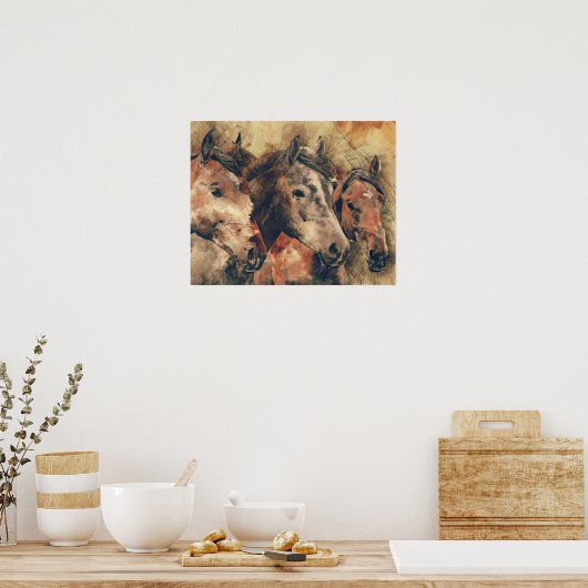 Poster Chevaux Brown (Cuisine)