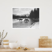 Poster Chevaux buvant et traversant une rivière (Cuisine)