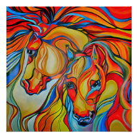Chevaux colorés Art Abstrait