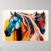 Poster Chevaux Colorés Art Vibrant (Devant)