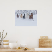 Poster Chevaux courant à travers la neige (Cuisine)