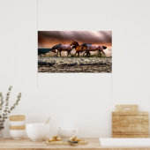 Poster Chevaux courir dans le Surf (Cuisine)