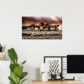 Poster Chevaux courir dans le Surf (Bureau à domicile)