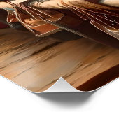 Poster Chevaux "Cowboy Stationnement" (Coin)