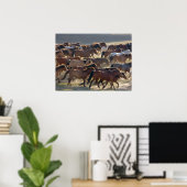 Poster Chevaux dans le ranch, Mongolie intérieure, Chine (Bureau à domicile)