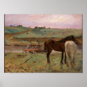 Poster Chevaux dans un pré Degas Art
