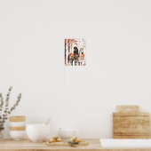 Poster Chevaux dans une forêt rouge (Cuisine)