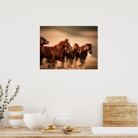 Poster Chevaux de course (Cuisine)