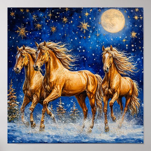 Poster Chevaux de dessin animé mignons (Devant)