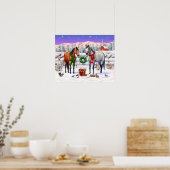 Poster Chevaux de Noël dans la neige (Cuisine)