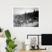 Poster Chevaux de sentiers terrestres Alaska 1908 (Bureau à domicile)