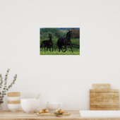 Poster Chevaux de Thoroughbred en champ de fleurs (Cuisine)