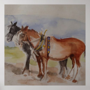 Poster Chevaux de trait à l'occasion d'un concours de lab