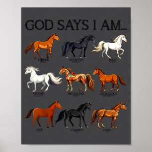 Poster Chevaux Dieu dit que je suis mignonne fille chréti