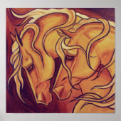 Poster Chevaux d'or (Devant)