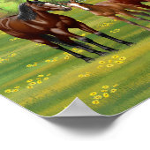 Poster Chevaux Du Quartier De La Baie Brown Dans Les Pâtu (Coin)