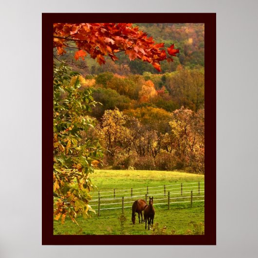 Poster Chevaux en automne (Devant)