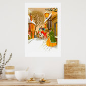 Poster Chevaux et chariot dans la neige (Cuisine)