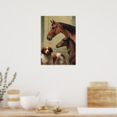 Poster Chevaux et St Bernard Art Vintage (Cuisine)