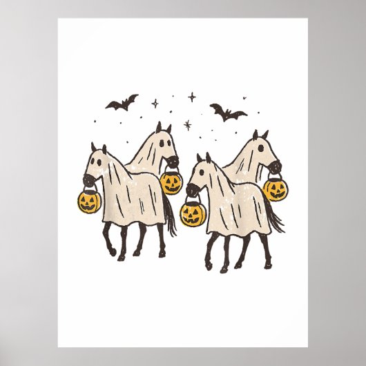 Poster Chevaux fantômes mignons Halloween Trick ou Treat (Devant)