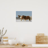 Poster Chevaux miniatures debout dans la neige (Cuisine)