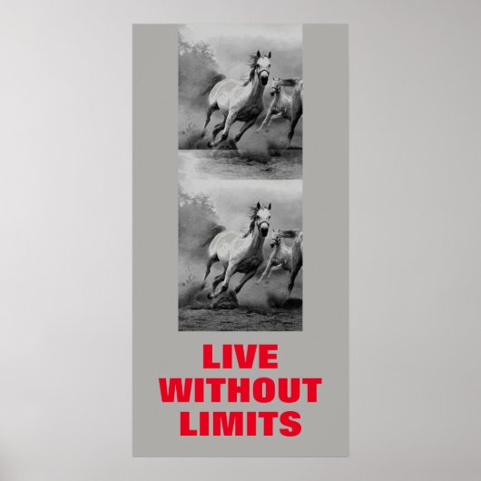 Poster Chevaux Motivationnels Vivent Sans Limites Pop Art (Devant)