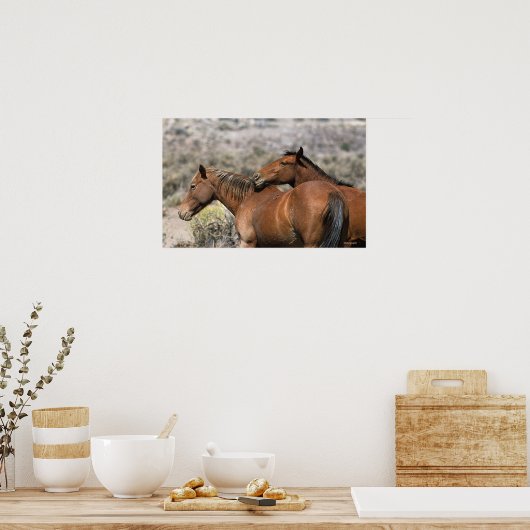 Poster Chevaux Mustang Sauvages Touchant (Cuisine)