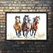 Poster Chevaux mustangs sauvages et libres de l'Ouest
