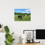 Poster Chevaux pâturés dans un pâturage vert (Bureau à domicile)