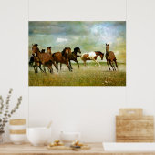 Poster Chevaux sauvages - Art créatif Vintage (Cuisine)