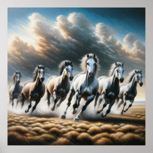 Poster Chevaux sauvages - Art Dynamique Nature Imprimer