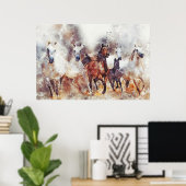 Poster Chevaux sauvages de course peinture de manipulatio (Bureau à domicile)