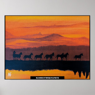 Poster Chevaux sauvages du Montana Peinture d'Alfred Fox