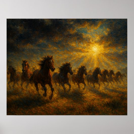 Poster Chevaux Sauvages en Course (Devant)
