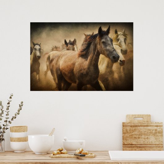Poster Chevaux sauvages peinture numérique (Cuisine)