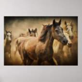 Poster Chevaux sauvages peinture numérique (Devant)