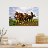 Poster Chevaux sur le terrain (Cuisine)