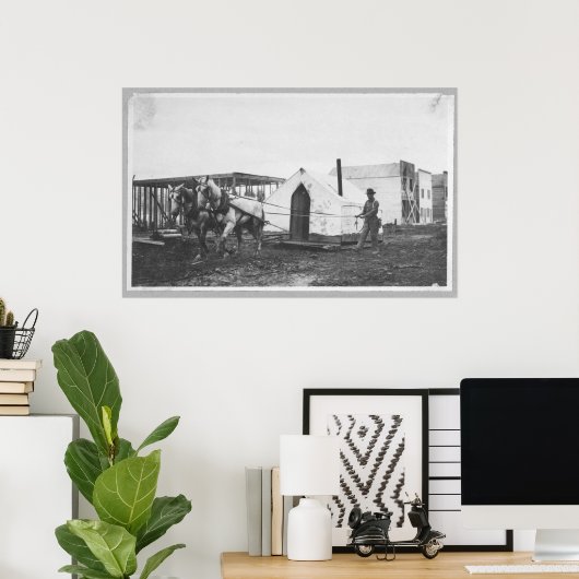 Poster Chevaux Tirant Une Tente (Bureau à domicile)