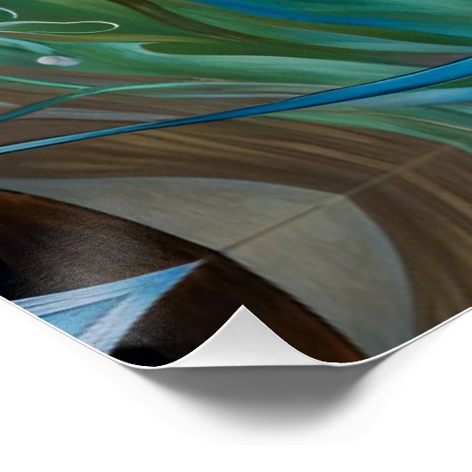 Poster Chevaux Turquoise bleu vert brun (Coin)