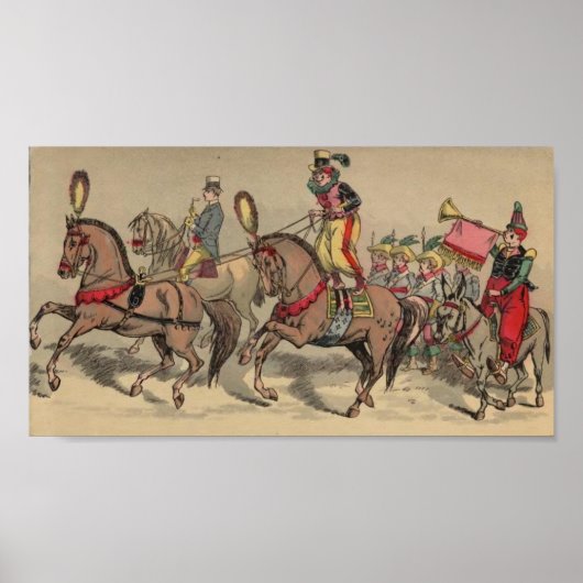 Poster Chevaux vintages dans un cirque 2 (Devant)