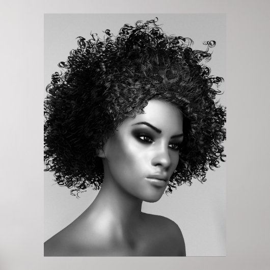 Poster Cheveux afro Illustration 3D (Devant)