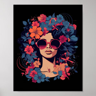 Poster Cheveux Afro Naturels Fierté Histoire Noire Mélani